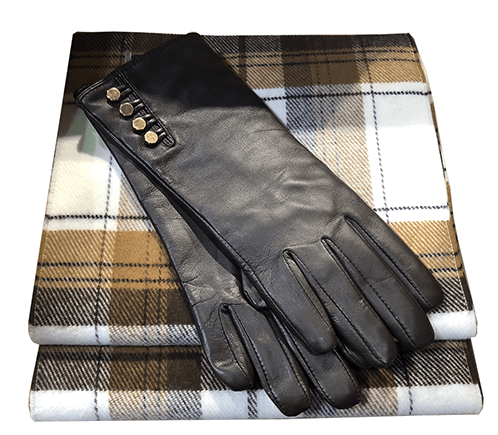 Leather gloves store with buckle